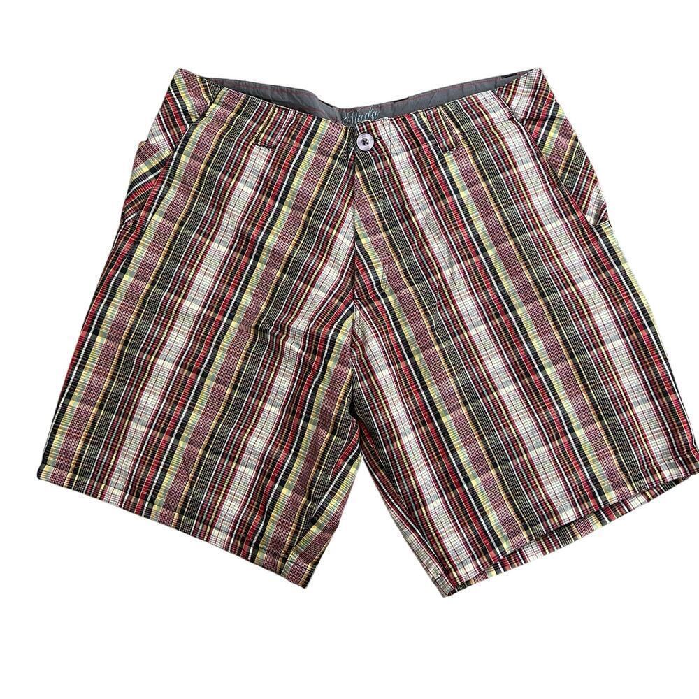 Mada Mens Shorts Size 34 Plaid Chino 11" Inseam Skate Surf Colorful